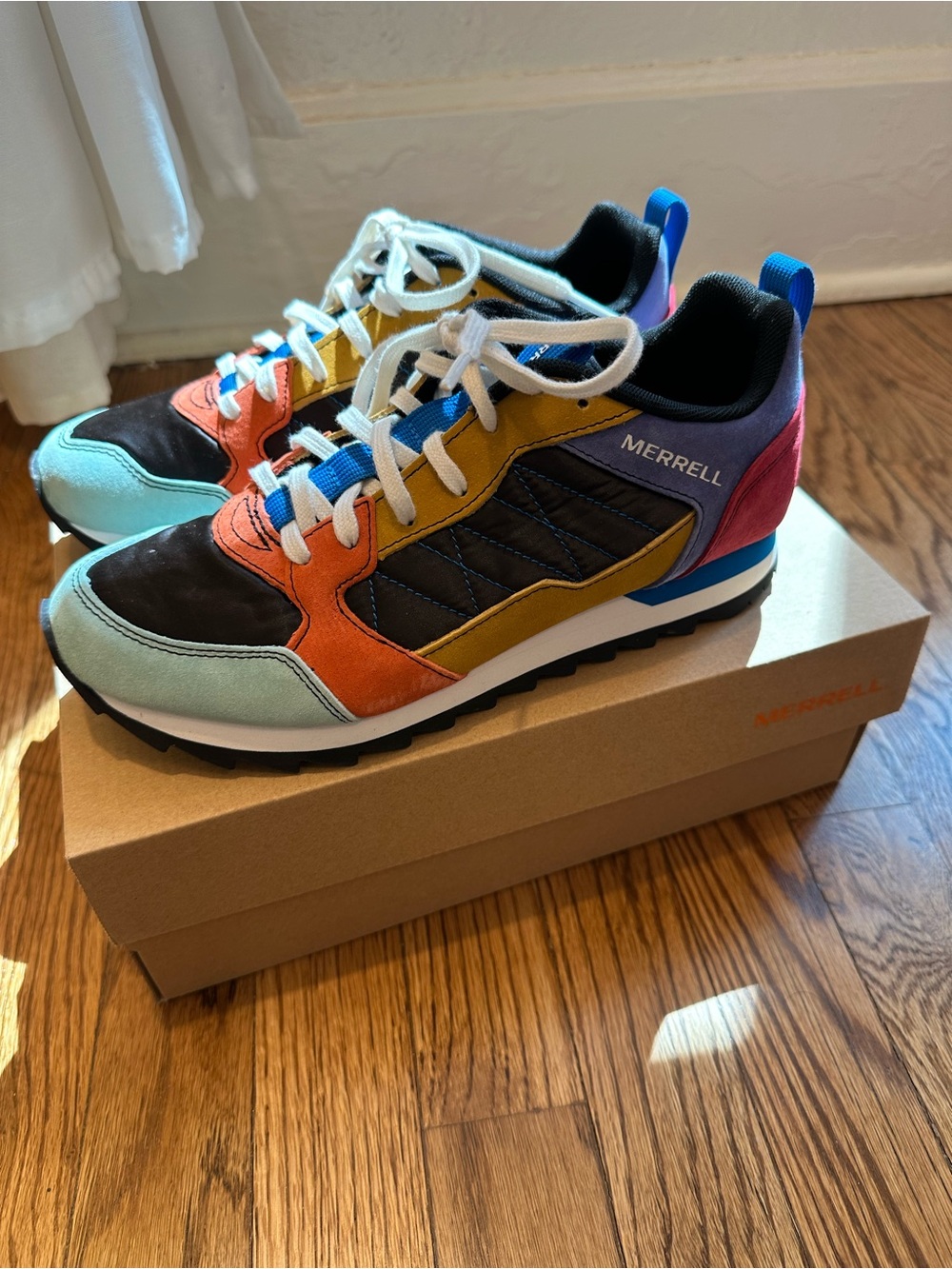 Merrell Alpine Multicolor Trail-Inspired Sneakers with Mint and Orange Accents